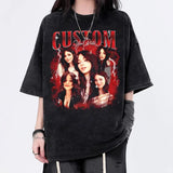 Custom Comfort Colors Girlfriend T-Shirt with Personalized Photo Print, Unisex Loose Fit Graphic Tee Top Womenswear Summer Streetwear