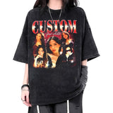 Custom Comfort Colors Girlfriend T-Shirt with Personalized Photo Print, Unisex Loose Fit Graphic Tee Top Womenswear Underwear Summer Streetwear Tshirt