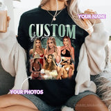 Custom Photo Bootleg Girlfriend 6 Face 90s Retro Vintage Shirt Sweatshirt, Shirt with Face on It for Boyfriend Birthday Gift, Pictures Tee for Couple