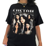 Custom Photos Shirt - Black Short Sleeve with Graphic Design, Features 