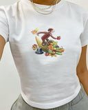 Cute Fall Baby Tee, Thanksgiving Fruits Vintage Y2k Shirt, Babytee Y2k, Retro Graphic Tee, 90s Clothing, Cartoon Tshirt