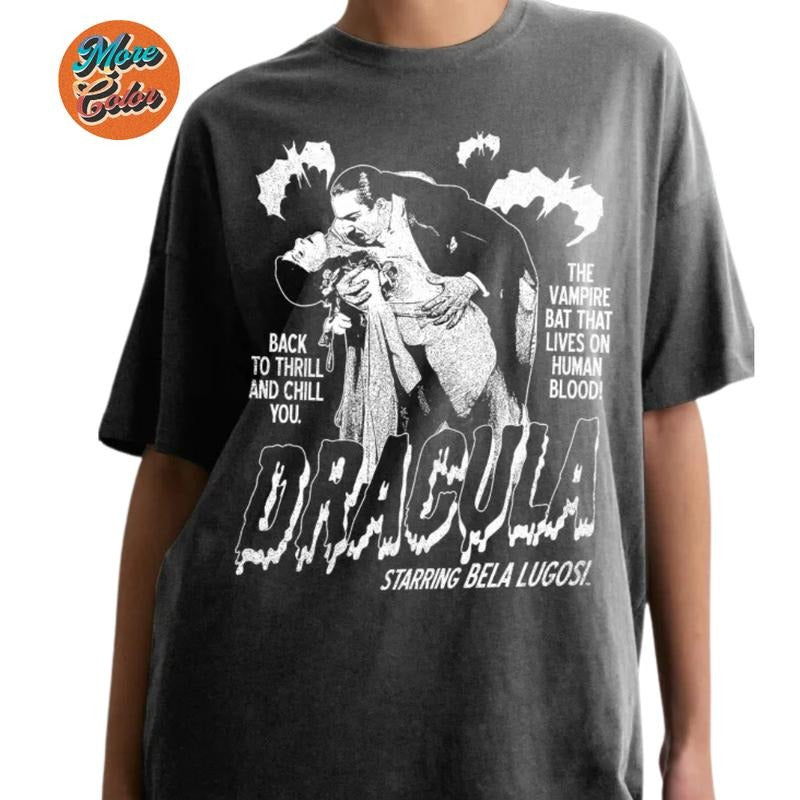 DRACULA Shirt Starring Bela Lugosi Vampire Vintage Tee Shirts, Cotton Unisex T-shirt, Crew Neck, Size S- 3XL, Menswear Top, Womenswear Top Underwear Streetwear
