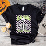 Dead Inside But It's Spooky Season T-Shirt, Trendy Halloween Party Shirt, Unisex Sarcastic Skeleton Gift Tee, Retro Fall Tee. halloween apparel