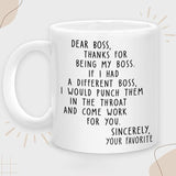 Dear Boss Ceramic Mug Reusable Coffee Cup, Washable Ceramic, Ideal for Best Friends, Sisters, Family Members, Coworkers Drinkware
