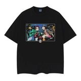 Demon Slayer "Brother and Sister" Heavyweight Vintage Tee 100% Cotton OVERSIZED Anime T-shirt Menswear Top Casual Streetwear Black Baggy Tshirt Tropical