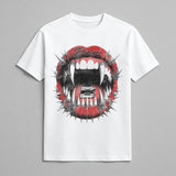 Desire Fangmouth Graphic Tee - Spiked Lips & Chrome B Bite Art Graphic Tee, Y2k Shirt, Y2k Clothing, Vintage T-Shirt, Unisex Cotton Crewneck T-Shirt Menswear Womenswear Underwear Streetwear Top