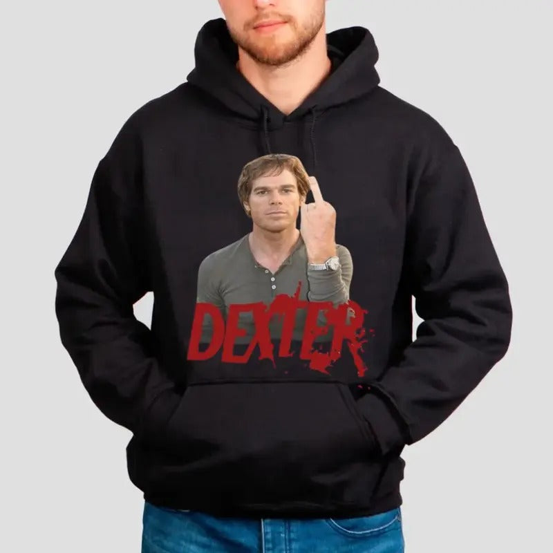 Dexter Unisex T Shirt Sweatshirt, Hoodie, Limited Dexter Morgan Middlee Finger Vintage Edition Rock Style T Shirt, Unisex Sweater Pullover Tee