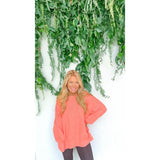 Down Memory Lane Coral Luxury Sweater