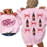 Dr Pepper Coquette Bow Pink Sweatshirt, Dr Pepper Lover Shirt, 2 Sided Casual Classic Cotton  Shirt Gift For Men And Women Top Sweatshirt