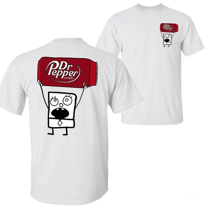 Dr Pepper Doodlebob Shirt, Dr Pepper Shirt, Sarcastic Graphic Tee, Unisex Classic Cotton Tee with a Two-Sided Graphic Print in All Sizes, For Men, For Women