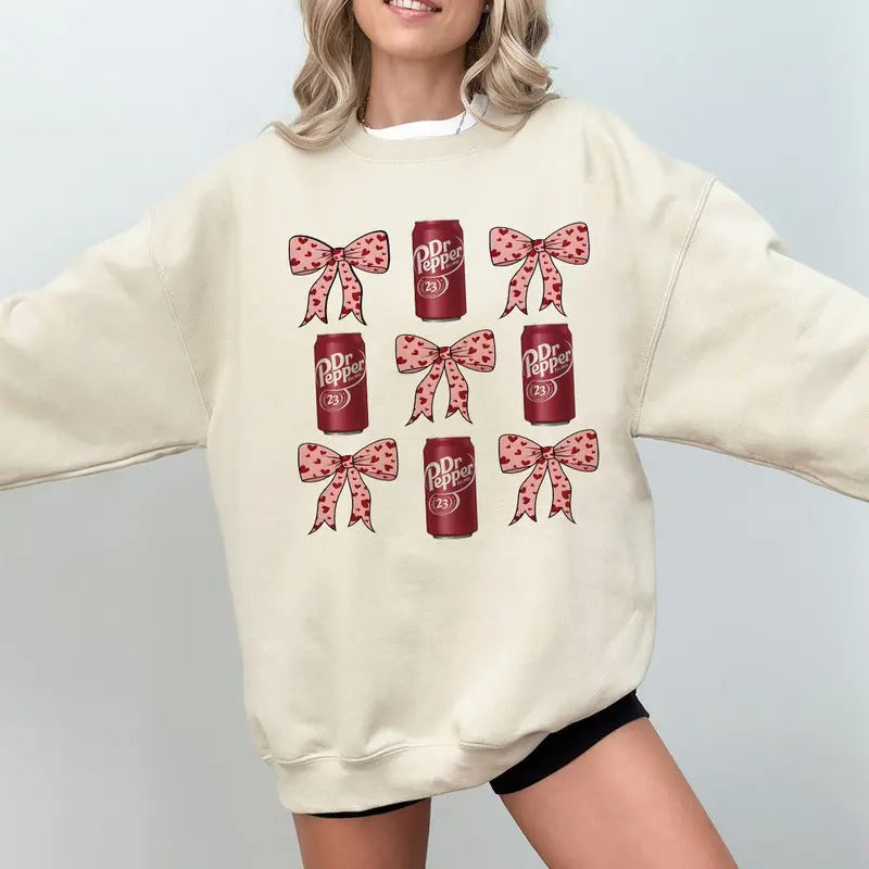 Dr Pepper Sweatshirt, Dr Pepper Maroon Sweatshirt, Coquette Dr Pepper Shirt, Diet Coquette Sweater, Dr Pepper Shirts For Women, Dr Pepper Lover Gift, Soda Sweaters, Dr Pepper Pink Bow Shirts, Trendy Pink Bow Sweatshirts Cotton Womenswear Hoodie Polyester