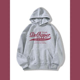 Dr Pepper Vintage Hoodie, Unisex Casual Fitted Sweatshirt with Hood and Classic Design in Gray, Cute Hoodies for Spring Tops Long Sleeve