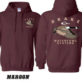 Drake Waterfowl Systems Hoodie - Unisex Hoodie, Classic Black Pullover with Bold Duck Logo, Cozy Unisex Sweatshirt for Hunting, Outdoor Adventures & Everyday Comfort
