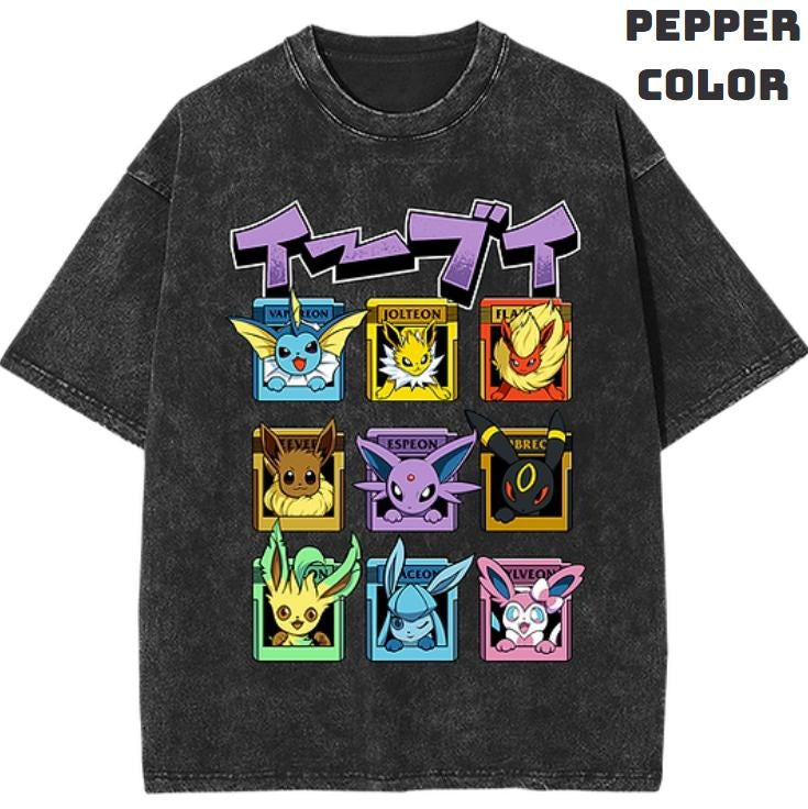 Eeveelution Squad Vintage Graphic Tees, Eevee Tshirt, Pokemon Shirts, Pokemon Merch, Anime Manga Shirt, Anime Clothing, Unisex Casual Outfits, Crew Neck Gifts For Men Women Streetwear Menswear Womenswear