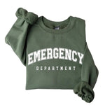 Emergency Department Crewneck Sweatshirt, ER Nurse Sweatshirt, Emergency Nurse Shirt, Rn Round Neck Casual Classic Collar Cotton Knit Menswear Jersey Apparel Fabric Fitted
