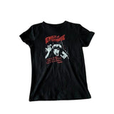 Emily Strange Cat Baby Tee, Emo Scene 2000s Clothes, Emo Girl Cat Baby Tee, Women Fitted T-Shirt, Y2k Top Women Streetwear, Grunge 2000s, Casual Cotton Short Sleeve, Gift For Her
