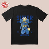 'Smile Bear' 3D Cut Tee |   Blue-White Contrast & Smile Ribbon |   Trendy All-Day Style for Streetwear/Date/Everyday