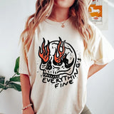 Everything is Fine Skeleton Oversized Vintage T-shirt, Funny Skeleton Shirt, It's fine I'm fine Everything is fine Top Womenswear