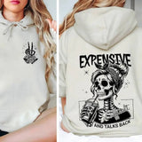 Expensive Difficult And Talks Back Hoodie, Mom Skeleton Hoodie, Funny Women Hoodie, Trendy Front And Back Hoodie, Sarcastic Wife Hoodie
