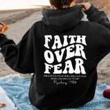 Faith Over Fear Hoodie Cool Sweater, Unisex Hoodie Oversized Cotton Pullover, Perfect for Casual Hoodie