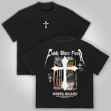 Faith Over Fear Oil Painting Print Cotton T-Shirt graphic  tee mens  clothing