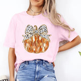 Fall Coquette Glitter Pumpkin Shirt. Casual Fall Softstyle Unisex T-Shirt. Cute Graphic Tee