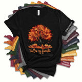 Fall Is My Favorite Tree T-Shirt | Autumn Fall Leaves Trees Pumpkins | Cozy Gift For Her | Trendy Fall Season Graphic Tee Shirt For Women