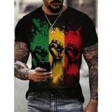 Fist Print Plus Size Men's Short Sleeve T-Shirt, Casual Fashion Crew Neck Tee, All Over Graphic Top For Outdoor Sport And Leisure, Big & Tall Guys Made In USA