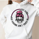 Free Hugs Just Kidding Don't Touch Me Funny Hoodie Casual Street Style Fleece Fabric Pullover Hooded Sweatshirt for Women for Men, Perfect Gift