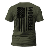 Freedom USA Distressed Flag Back Print T-Shirt Casual Crewneck