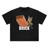 Funny Cat Throwing Brick T-shirt, Meme Cat Shirt, Brainrot Tee, Cat Lover Gifts, Stupid Gifts