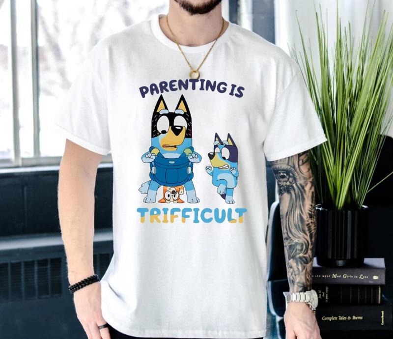 Funny Dad Bluey Daddy Trifficult Shirt, Bluey Best Dad Ever Tshirt, Bluey Dad Retro Tee, Cool Dad Tshirt, Fathers Day Shirt, Unisex T-Shirt, Gifts For Her Him, Short Sleeve Tee Shirt, Gifts For Birthday Mothers Day