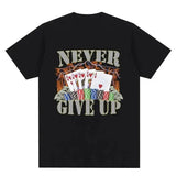 Funny Meme 2024  Never Give Up Meme Graphic T-shirt Men Clothes Fashion Hip Hop TShirt
