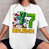 Funny Minecraft Meme Tee, Gamer Humor Pixel Art Graphic Tee, Chicken Jockey MineC Birthday Shirt, MineC Shirt, Personalized for Boys, Girls, Kid's Party Shirt, Family Matching, Miner H