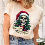 Funny Skeleton Christmas Shirt Sorta Merry Sorta Scary Halloween T-shirt Christmas Skeleton With Santa Hat Christmas Shirt Season Gift