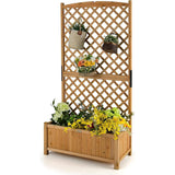 Outdoor, Fir Wood, Raised, Garden Bed, Planter Box, 71-inch High Trellis