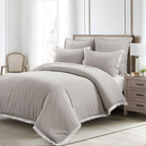 King Size,  French, Country, Grey, 5-Piece, Lightweight, Comforter, Set, Lace Trim