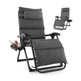 Grey, Zero, Gravity, Adjustable, Lounge, Chair, Removable, Cushion, Cup, Holder, Tray