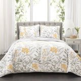 King Size, Yellow, Grey, Flowers, Light/Thin, Quilt, Set