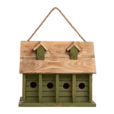 Green, Wood, Garden, Bird House, 1 Compartment, 4 Holes