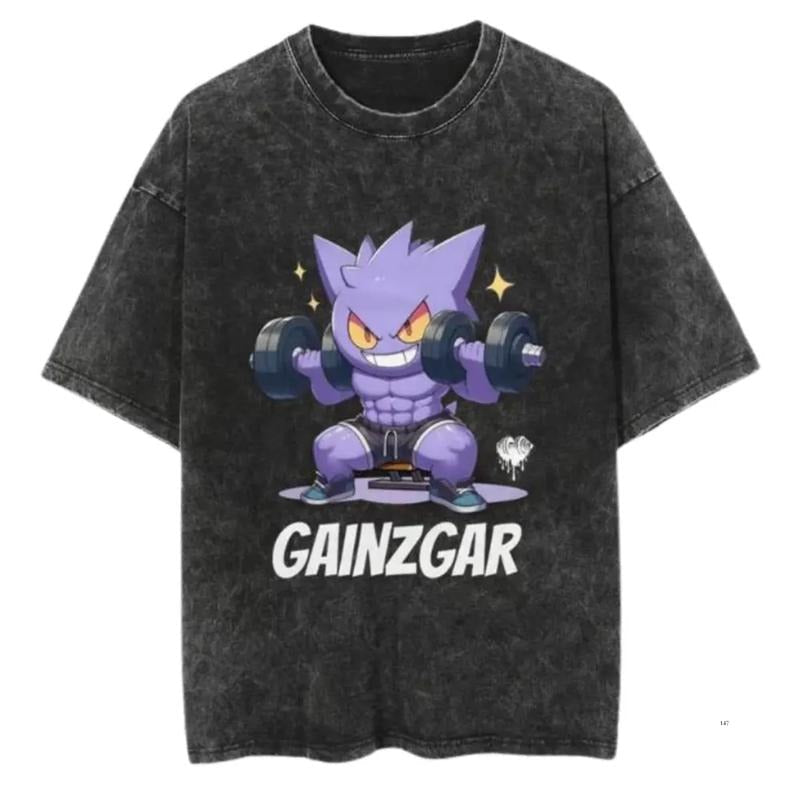 Gainzgar Vintage Tee, Gengar T-Shirt, Pokemon Tee, Anime Shirt, Animation Graphic Tees, Gym Shirt, Unisex T-Shirt, Gift For Men Women