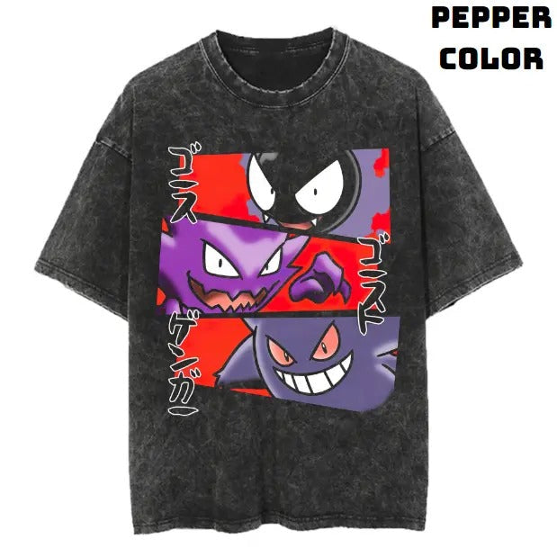 Gastly Hunter Gengar Vintage Tee, Gengar Shirt, Pokemon Shirt, Anime Manga Shirt, Halloween Shirt, Vintage Graphic Tee, Unisex T-Shirt, Gift For Fan Pokemon, Crewneck Short Sleeve Shirt Top Menswear Streetwear