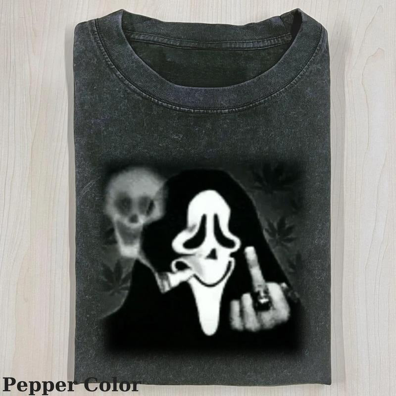 Ghost Face F*ck Vintage Tee, Ghost Cool T-Shirt, Meme Cringe Funny Dumb Shirts, Halloween T-shirt, Unisex Movie Shirt, Casual Cotton Tee, Halloween Horror Fan Shirt Menswear Womenswear Streetwear
