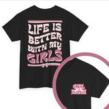 Girl Mom Oversized Tee, Two Sided with 3 Color Options, Girl Mama Graphic Tees, Pink Bow Shirt, Cute Mom Clothes for Summer mama graphictees