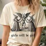 Girls Will Be Girls Witch Shirt, Halloween Shirt, Funny Feminist Tee, Spooky Witchy Top, Unisex Short Sleeve Tee Shirt, Casual Clothing