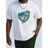 Golf Print T Shirt, Tees For Men, Casual Short Sleeve T-shirt For Summer Made in USA