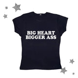 Gothic Big Heart Bigger Ass Baby Tee, Gothic Emo Girl Tops, Grunge 2000s, Emo Scene 2000s Clothes, Y2k Top Women Streetwear Shirt, Casual Cotton Short Sleeve, Gift For Girlfriend