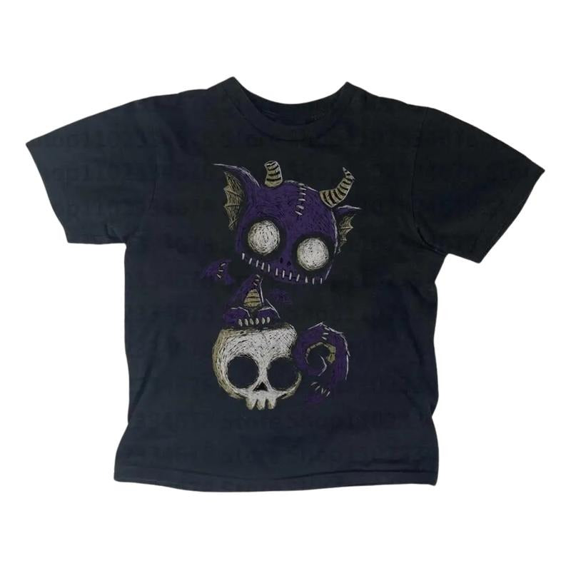 Gothic Emo Girl Baby Tee, Y2k Top Women Streetwear, Emo Scene 2000s Clothes, Grunge 2000s, Women Fitted T-Shirt, Casual Cotton Short Sleeve, Gift For Girlfriend