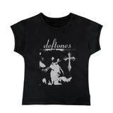 Gothic Emo Girl Tops Baby Tee, Y2k Deftones Graphic Baby Tee, Women Summer Short Sleeve Shirt, Emo Scene 2000s Clothes, Y2k 2000 tops, Casual Cotton Tee, Gift For Girlfriend
