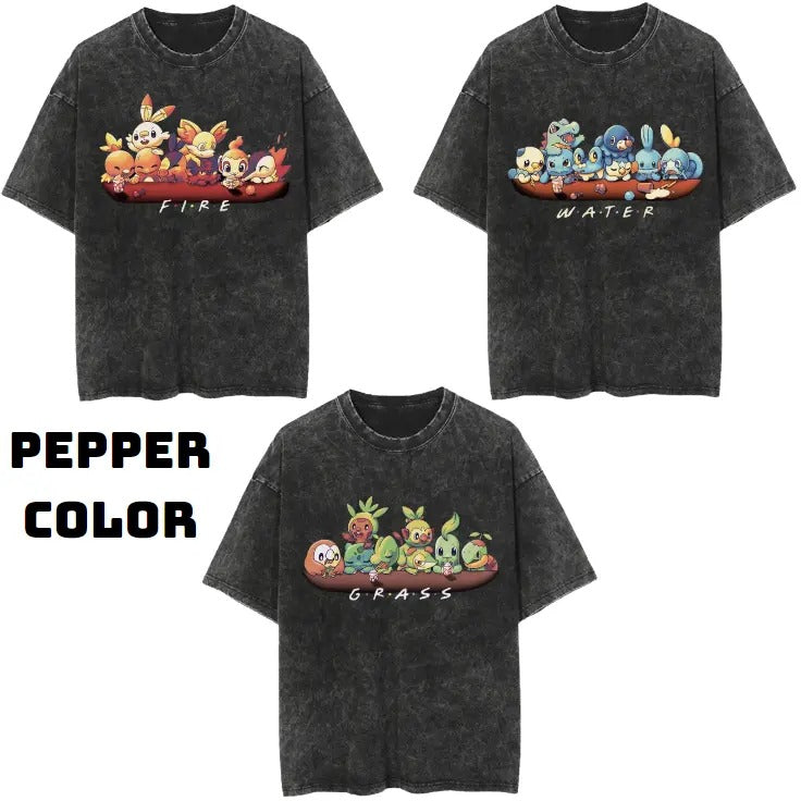 Grass, Water, Fire Vintage Graphic Tees, Eevee T-Shirt, Pokemon Shirts, Pokemon Stuff, Unisex Anime Manga Shirt Top Menswear Womenswear Streetwear